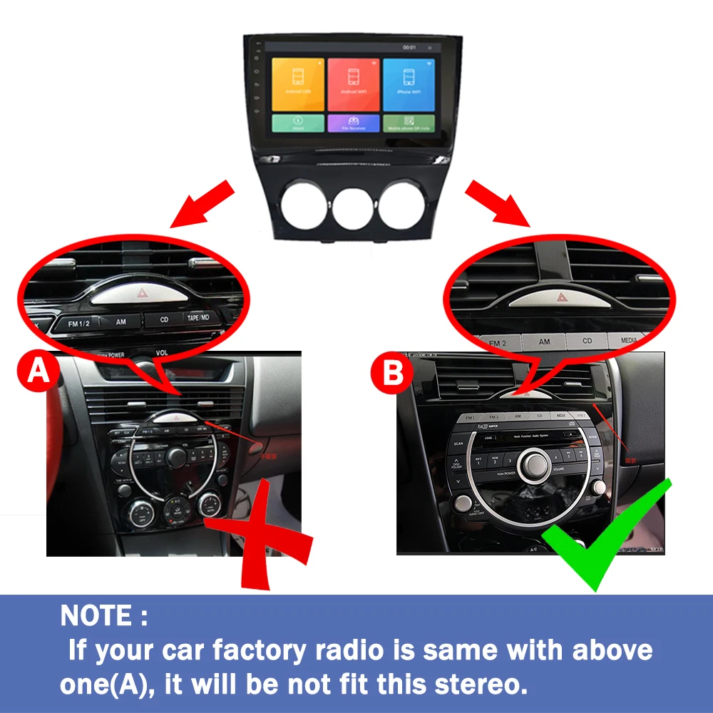 Autorádia Pre Mazda RX-8 2003-2008 2Din Android Octa-Core Auto Stereo DVD, GPS Navigácie Prehrávač Multimediálnych Android Auto Carplay Obrázok 3
