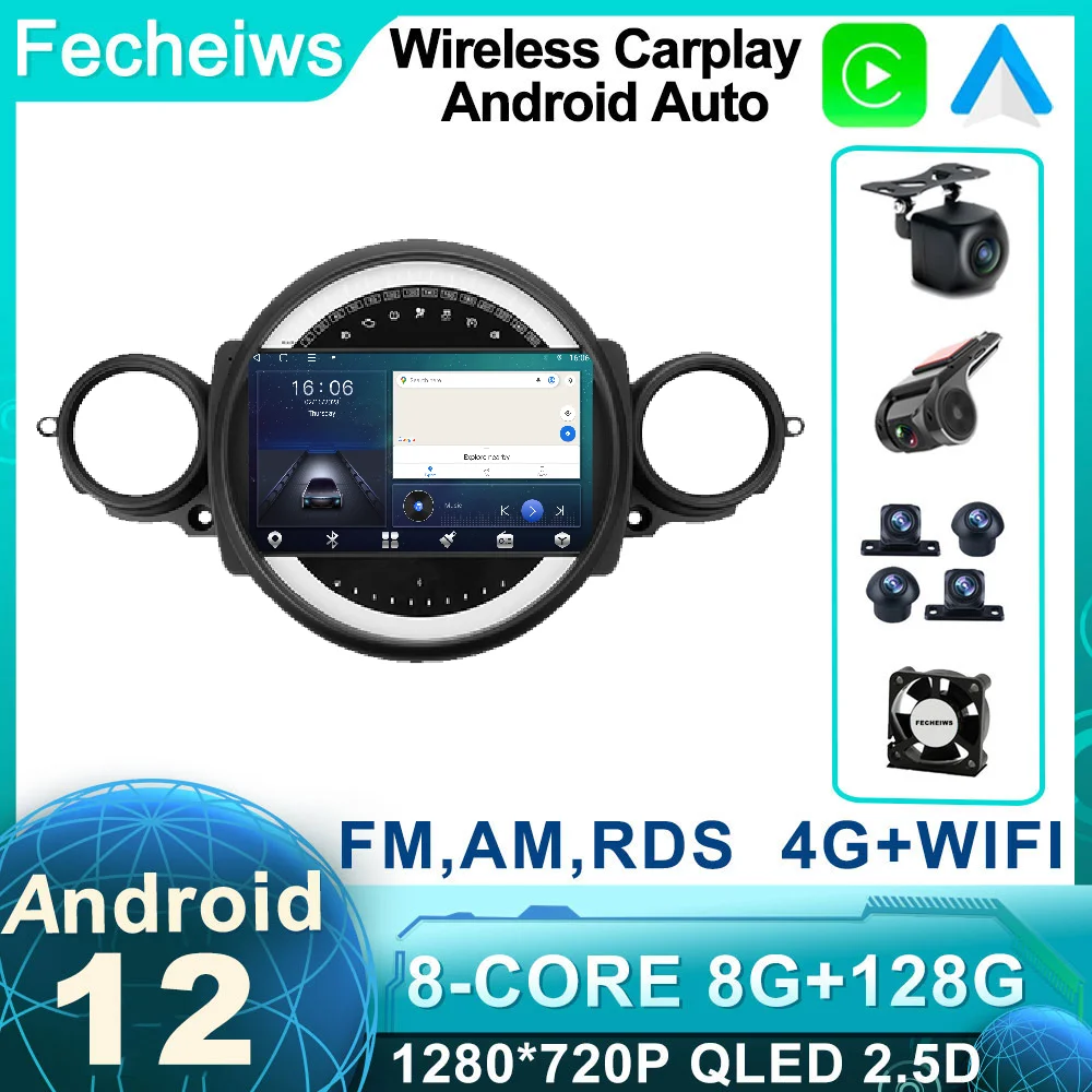 Android 12 Pre BMW MINI R56 R60 2007 - 2014, Auto Rádio, Prehrávač Č 2din SWC Navigácia GPS, RDS Multimediálne ADAS DSP WIFI Autoradio Obrázok 0