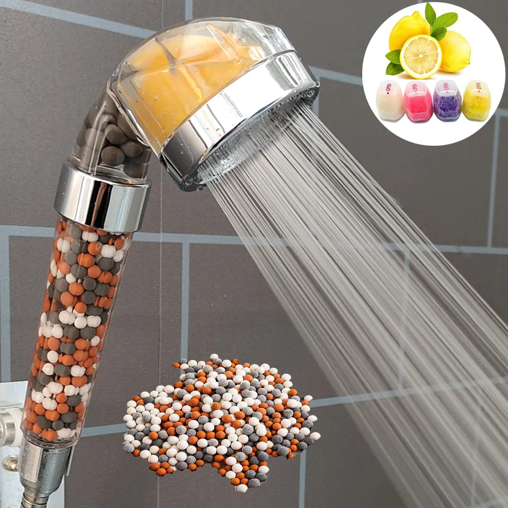 Citrón Sprcha Hlavy, Vysoký Tlak na Šetrenie Vody Aróma Aniónové Korálky SPA Showerhead Nahradenie Vitamín C Kapsule Kúpeľňových Doplnkov Obrázok 0