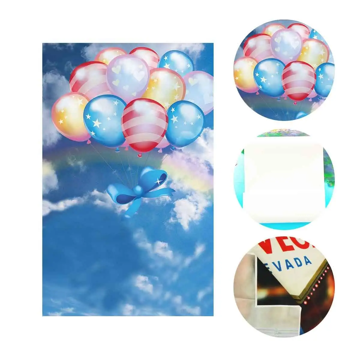 5x7ft Farebné Plávajúce Balóny Pozadie Sedem Farieb Dúhy Fotografie Pozadie pre Deti detský Baby Obrázok 4