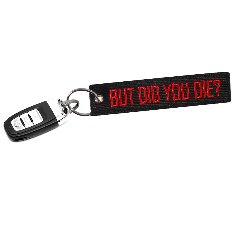 3 KS/VEĽA Keychain Výšivky Čierna s Červenou, ALE SI ZOMRIEŤ prívesok na Držiak pre Automobily a Motocykle príveskom Keychains Šperky Obrázok 4