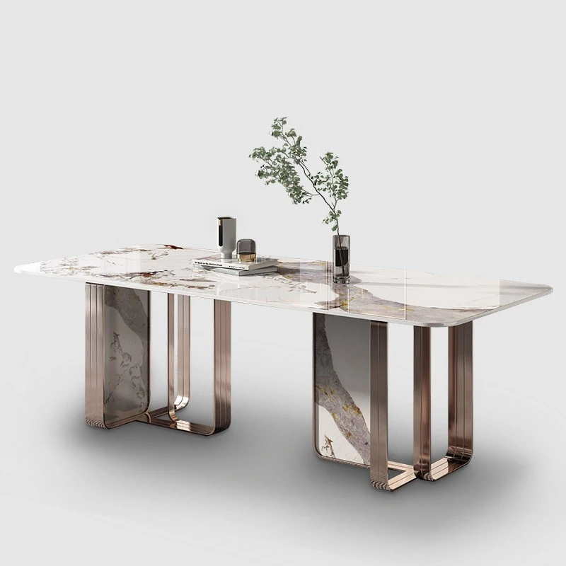 Nové svetlo luxusný jedálenský stôl taliansky štýl moderný minimalistický jednoduchý obdĺžnikový high-end tabuľky, stoličky zmes rodinné stolovanie Obrázok 0