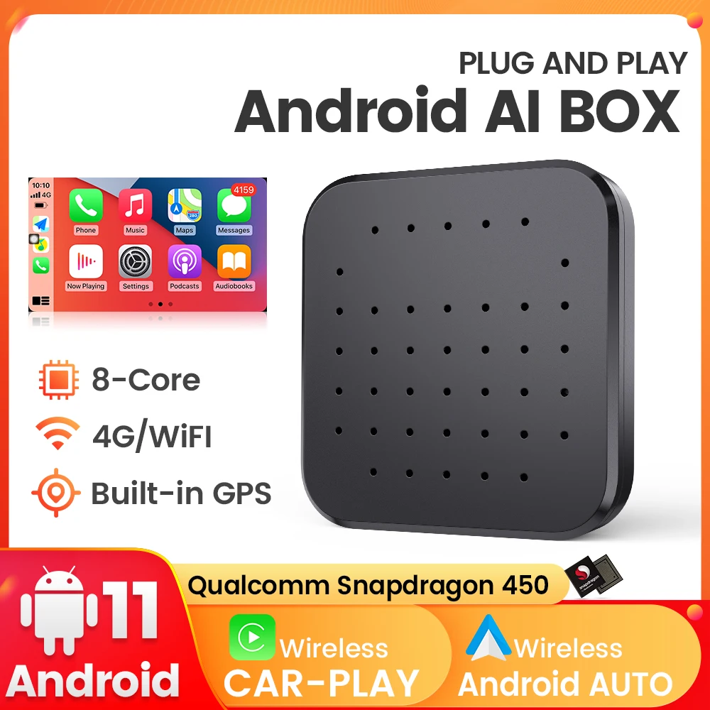FELLOSTAR Android CARPLAY Smart AI Box WiFi4G SIM Netflix Navigácie GPS Plug and Play pre Automobily s OEM Svoje Vlastné Káblové CARPLAY Obrázok 0