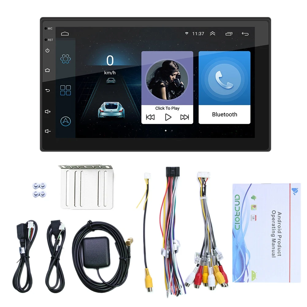 7 Palcový Android 10.1 autorádia Multimediálne Video Prehrávač, Wifi, Gps Auto Stereo Dvojité 2 Din Auto Stereo Fm Rádio, USB Obrázok 0