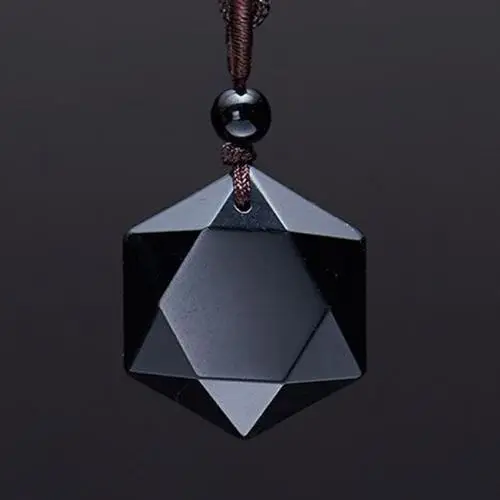 Drop shipping Čierna Obsidián prívesok náhrdelník obsidian hviezda RongDe prívesok Šťastie, Láska Krištáľové Šperky S voľným Lano Obrázok 0