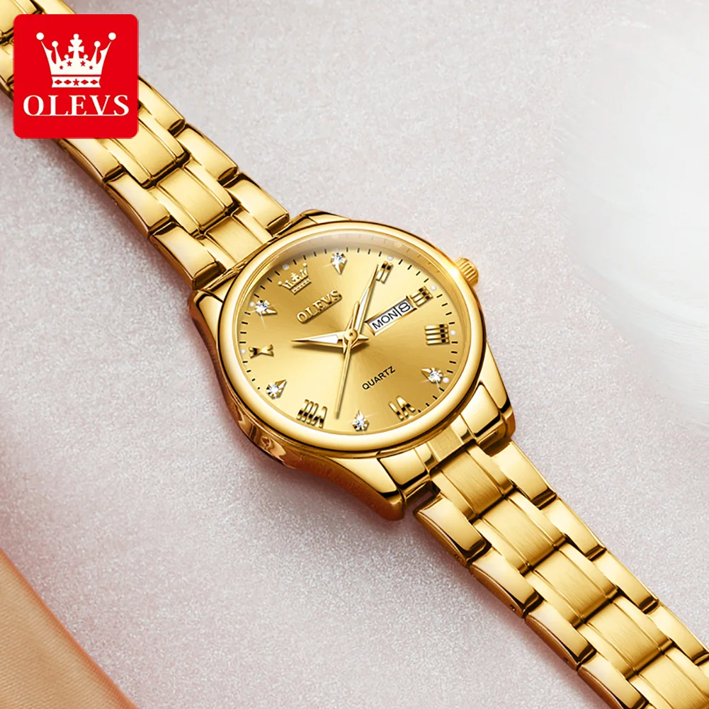 OLEVS Luxusný Top Značky Hodiniek Ženy Nepremokavé Plný Ocele Dámy Svetelný Dátum Náramkové hodinky Quartz Žena Feminino Relogio Reloj Obrázok 1