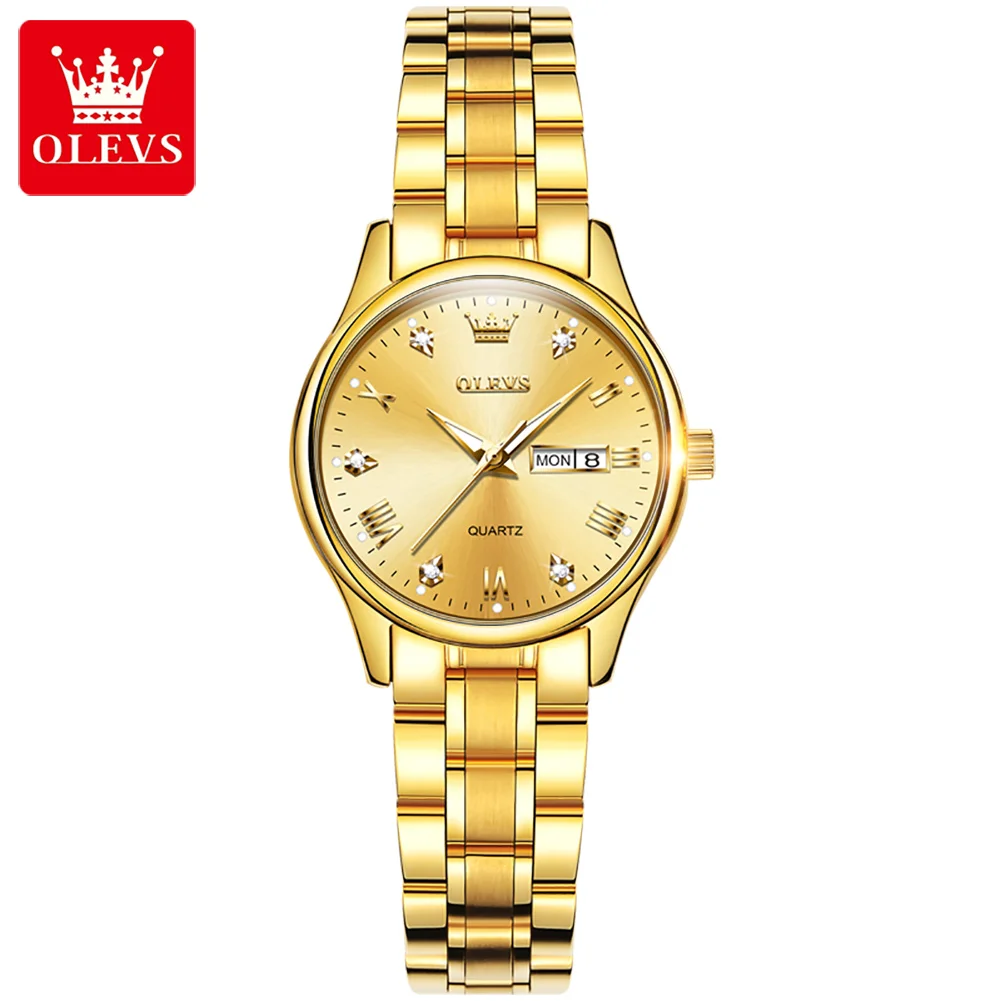 OLEVS Luxusný Top Značky Hodiniek Ženy Nepremokavé Plný Ocele Dámy Svetelný Dátum Náramkové hodinky Quartz Žena Feminino Relogio Reloj Obrázok 3