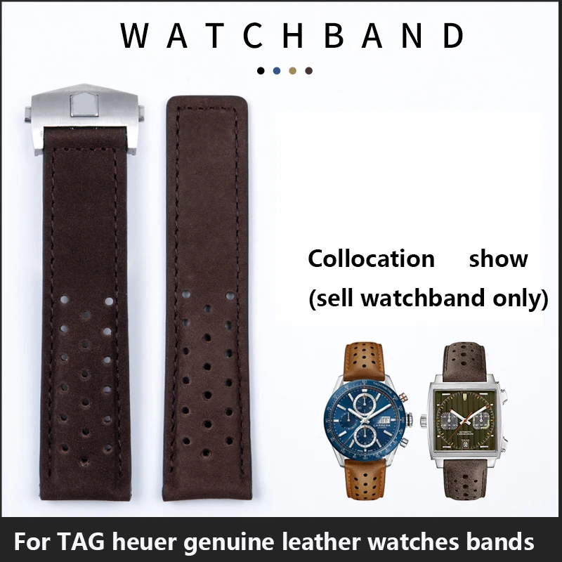 Semiš pravej Kože watchband pre TAG Heuer MONAKO hodinky remienok čierny hnedý modrý 20 mm 22 mm 24 mm hovädzie kože zápästie band Obrázok 1