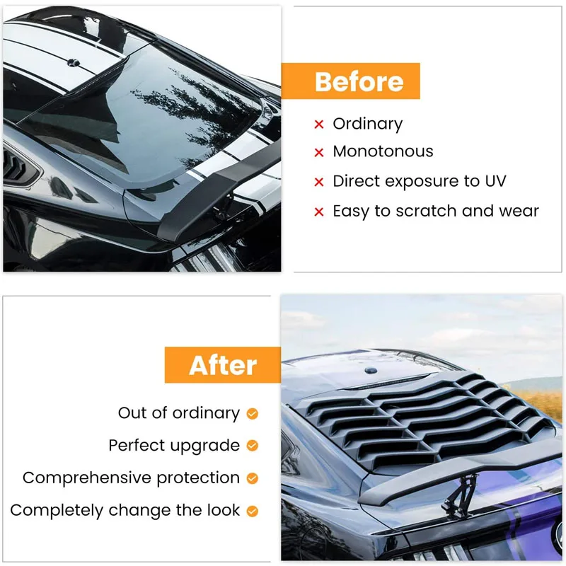 Auto Zadné Okná Žalúzie pre Ford Mustang 2015 - 2021 čelné Sklo slnečník Krytu Otvor GT Lambo Style Custom Fit Všetkých Poveternostných ABS Obrázok 2