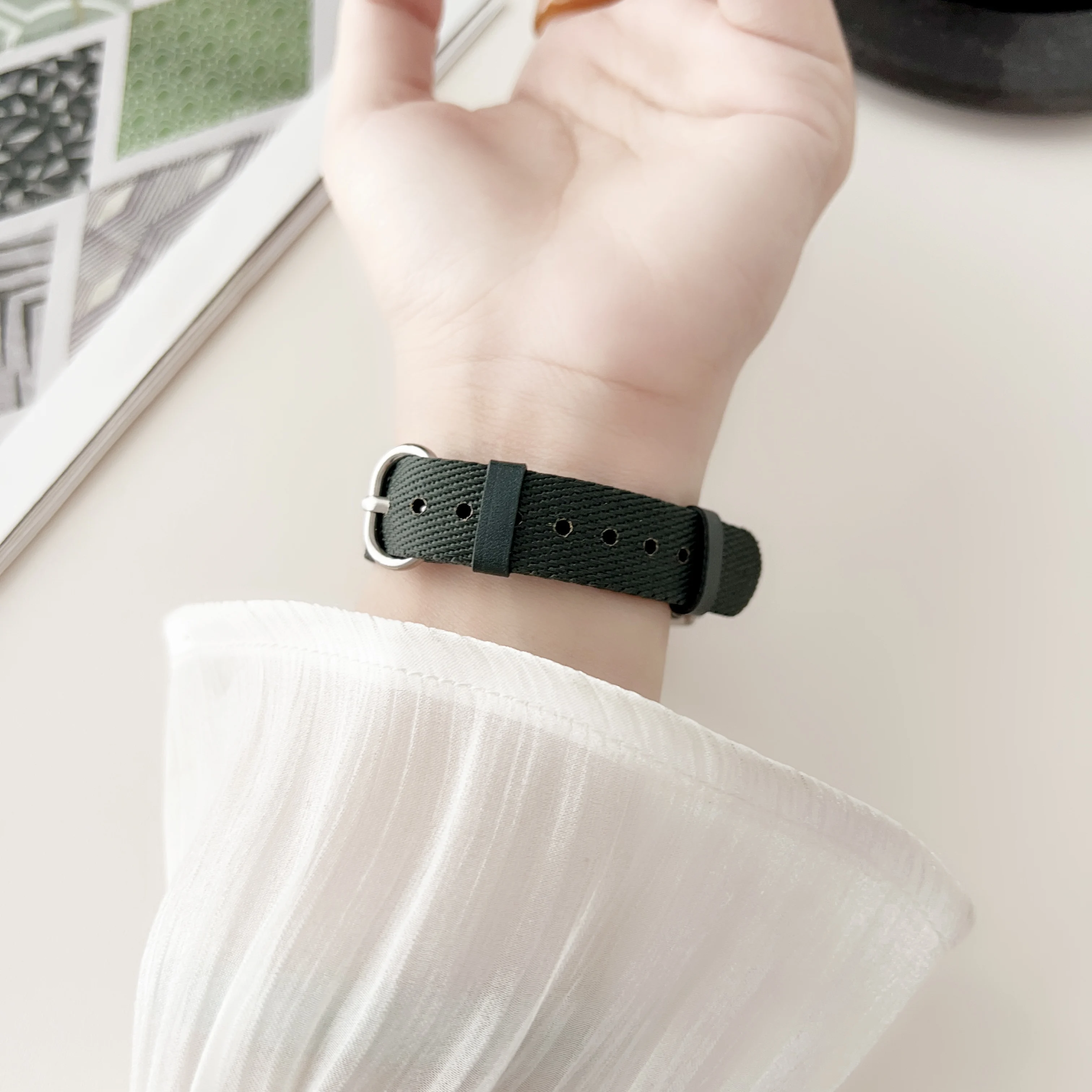 Nylon+Kožený remienok watchband pre Xiao mi8 hodinky, Náramok Obrázok 3
