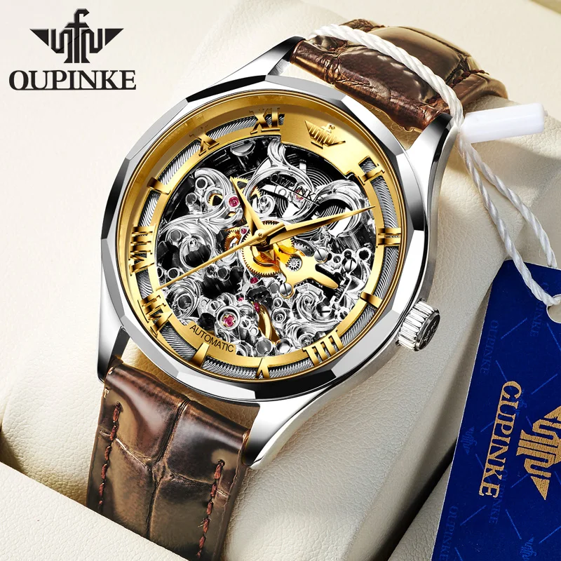 OUPINKE Módne Ultra-tenké automatické mechanické hodinky Hodiny hodinky Mužskej módy Rolexable náramkové hodinky luxus pre obchodné muž Obrázok 0