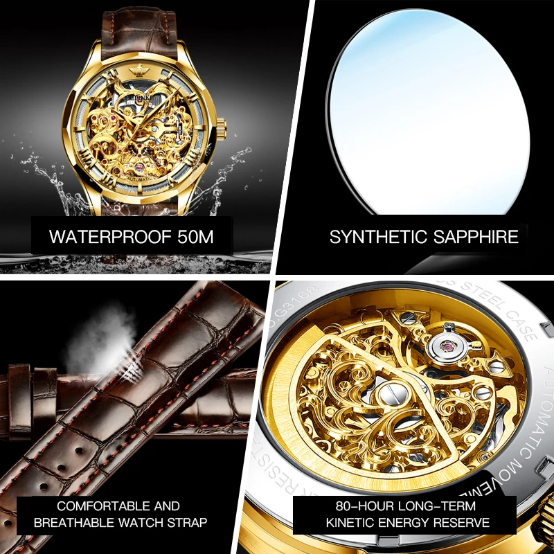 OUPINKE Módne Ultra-tenké automatické mechanické hodinky Hodiny hodinky Mužskej módy Rolexable náramkové hodinky luxus pre obchodné muž Obrázok 5