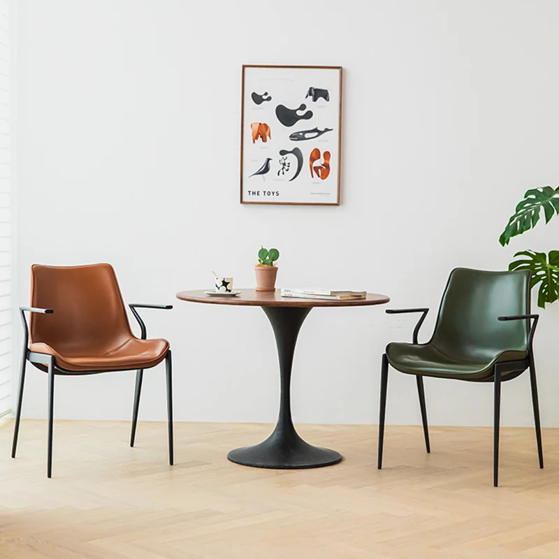Nordic Luxusné Jedálenské Stoličky Opierkou Kožené Hostiny, Pohodlné Stoličky Koleno Podporu Zeleného Fauteuil Salon Essentials Domácnosť Obrázok 2