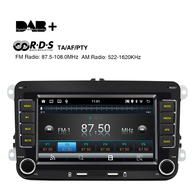 2 Din VW Android Carplay autorádia Bluetooth Android-Auto DAB Plus FM RDS GPS, Wifi základnú Jednotku na Golf 4 5 6 Leon 1P Octavia Mk2 Obrázok 2