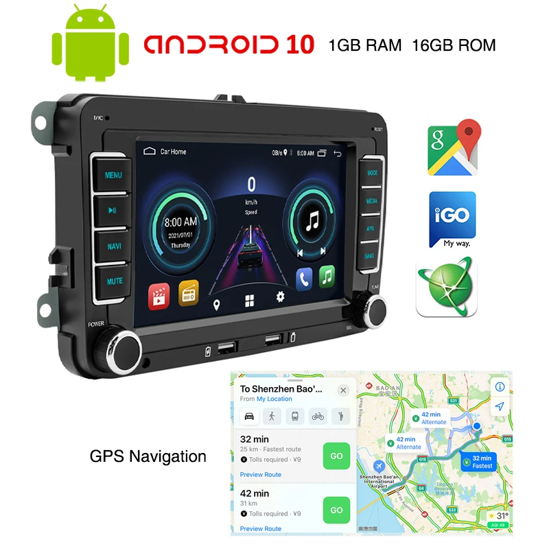 2 Din VW Android Carplay autorádia Bluetooth Android-Auto DAB Plus FM RDS GPS, Wifi základnú Jednotku na Golf 4 5 6 Leon 1P Octavia Mk2 Obrázok 3