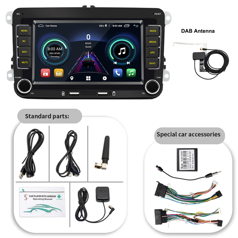 2 Din VW Android Carplay autorádia Bluetooth Android-Auto DAB Plus FM RDS GPS, Wifi základnú Jednotku na Golf 4 5 6 Leon 1P Octavia Mk2 Obrázok 5